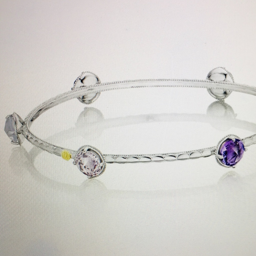 Tacori Bangle Bracelet featuring Amethyst, Rose Amethyst & White Chalcedony